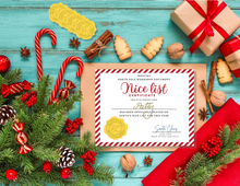 Load image into Gallery viewer, Santa Was Here Kit - Santa's ID, Nice List Certificate, Letters to Santa & Santa's Official Seal