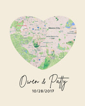Load image into Gallery viewer, Personalized Map: 2 Hearts 1 Love - Valentine's Day Gift