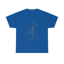 Load image into Gallery viewer, Gemini Zodiac Constellation and Flowers - Astrology and Horoscope T-Shirt