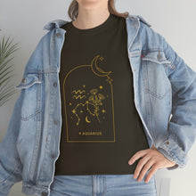 Load image into Gallery viewer, Aquarius Zodiac Constellation and Flowers - Astrology and Horoscope T-Shirt