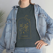 Load image into Gallery viewer, Aquarius Zodiac Constellation and Flowers - Astrology and Horoscope T-Shirt