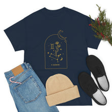 Load image into Gallery viewer, Gemini Zodiac Constellation and Flowers - Astrology and Horoscope T-Shirt