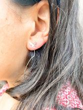 Load image into Gallery viewer, Butterfly dangle earrings on earlobe