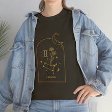 Load image into Gallery viewer, Gemini Zodiac Constellation and Flowers - Astrology and Horoscope T-Shirt
