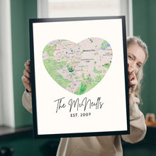 Load image into Gallery viewer, Personalized Map: 2 Hearts 1 Love - Valentine&#39;s Day Gift
