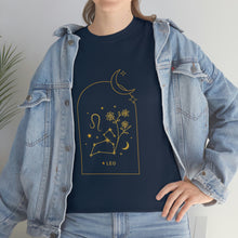 Load image into Gallery viewer, Leo Zodiac Constellation and Flowers - Astrology and Horoscope T-Shirt
