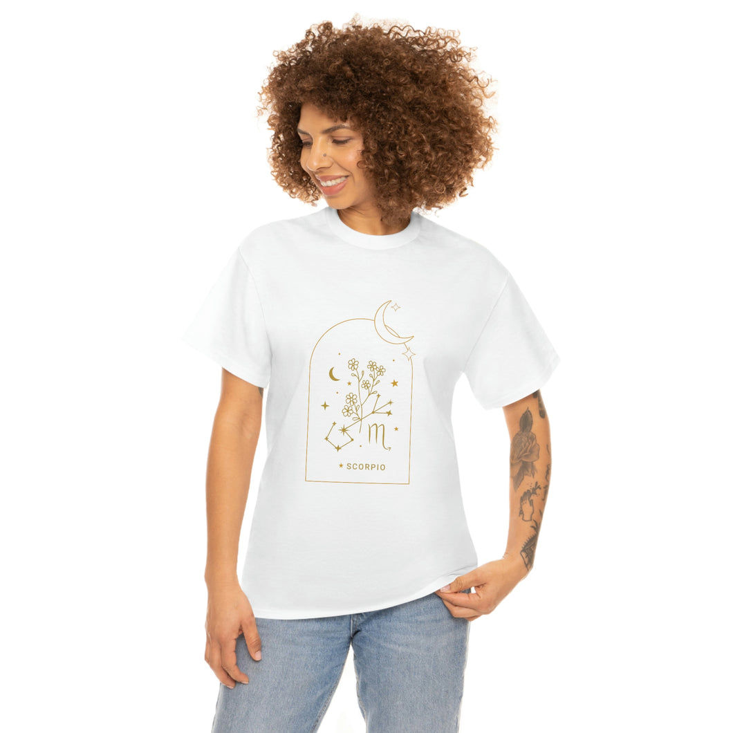 Scorpio Zodiac Constellation and Flowers - Astrology and Horoscope T-Shirt