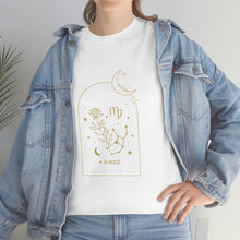 Load image into Gallery viewer, Virgo Zodiac Constellation and Flowers - Astrology and Horoscope T-Shirt
