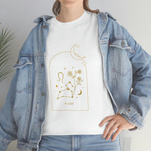 Load image into Gallery viewer, Leo Zodiac Constellation and Flowers - Astrology and Horoscope T-Shirt
