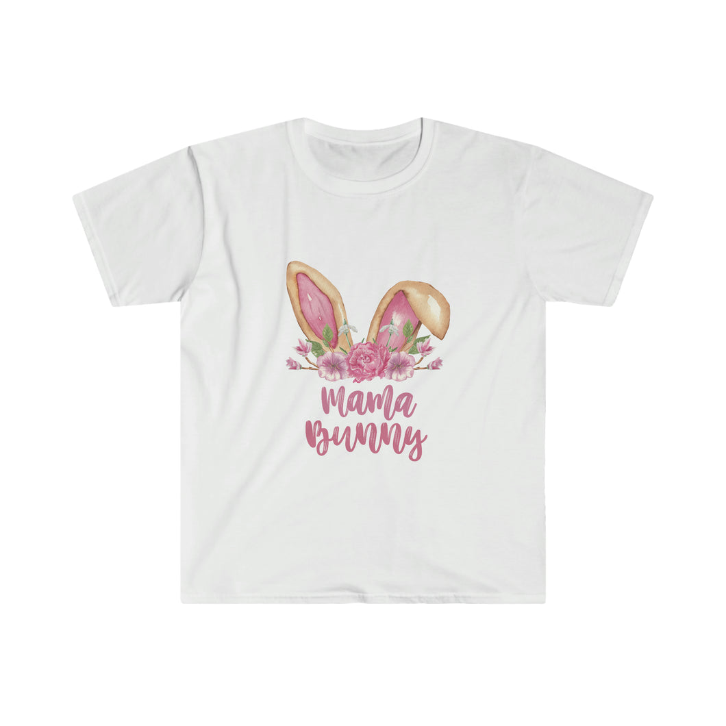 Mama Bunny Brown Ears and Pink Flowers - Easter T-Shirt - Easter Egg Hunt Matching T-Shirts