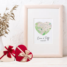 Load image into Gallery viewer, Personalized Map: 2 Hearts 1 Love - Valentine&#39;s Day Gift
