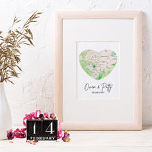 Load image into Gallery viewer, Personalized Map: 2 Hearts 1 Love - Valentine&#39;s Day Gift
