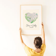 Load image into Gallery viewer, Personalized Map: 2 Hearts 1 Love - Valentine&#39;s Day Gift
