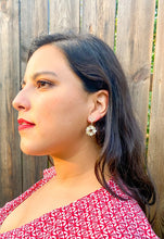 Load image into Gallery viewer, Woman wearing love flower wreath earrings
