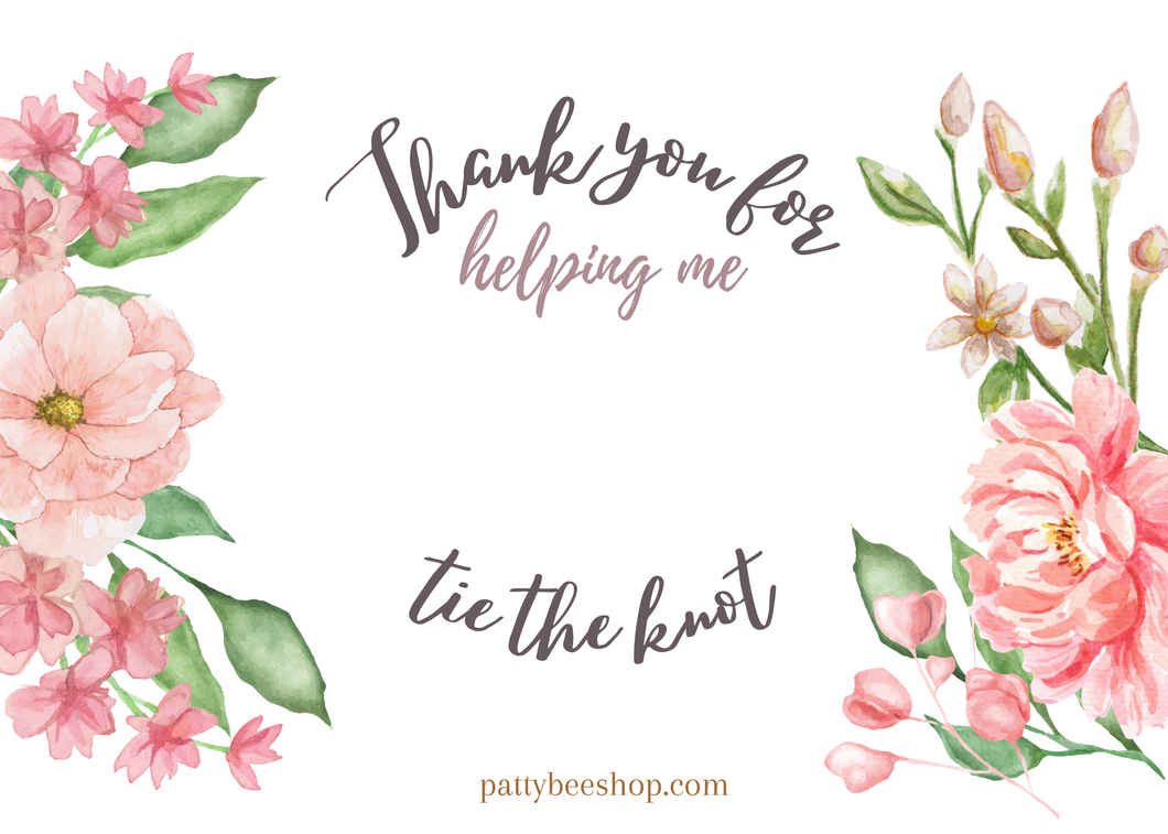 Card with pink flower backgrounds that says: 