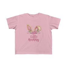 Load image into Gallery viewer, Little Bunny Brown Ears with Pink Flowers - Easter T-Shirt for Little Kids - Easter Egg Hunt T-Shirt
